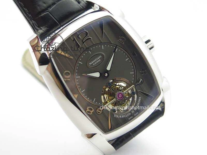 Kalpa Tourbillon SS Gray Textured Dial On Black Leather Strap