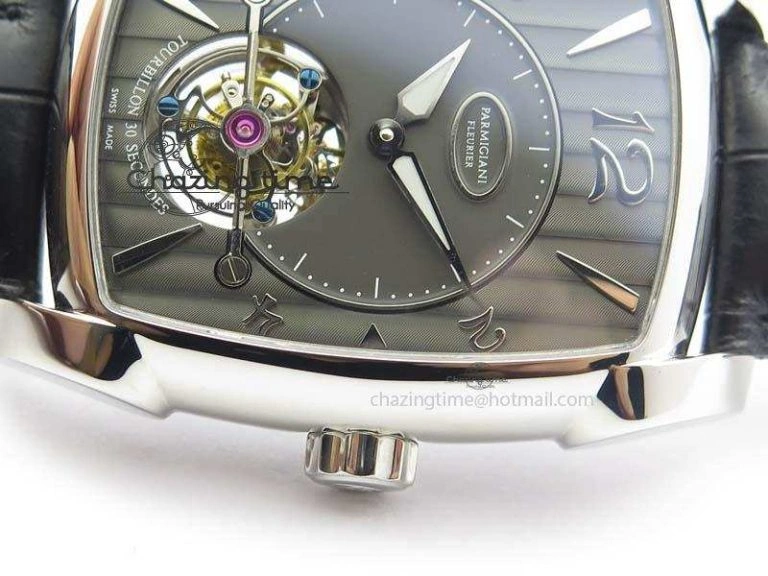 Kalpa Tourbillon SS Gray Textured Dial On Black Leather Strap