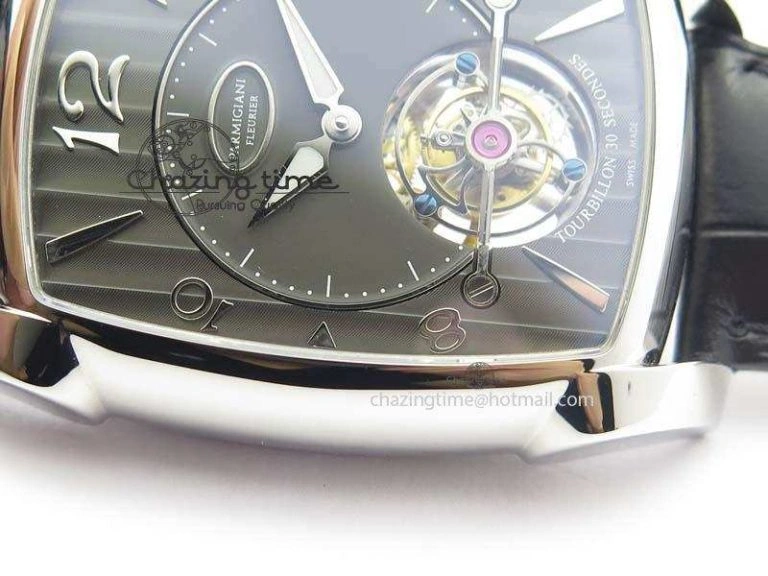 Kalpa Tourbillon SS Gray Textured Dial On Black Leather Strap