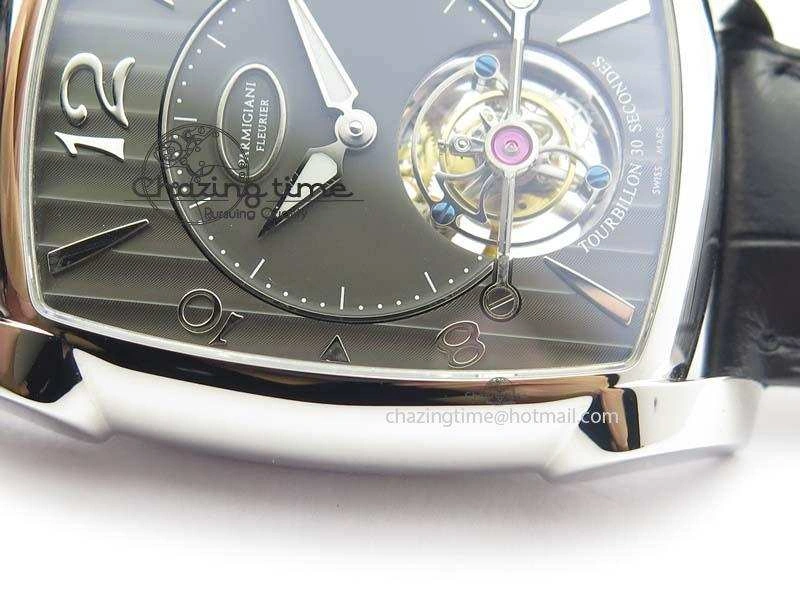 Kalpa Tourbillon SS Gray Textured Dial On Black Leather Strap