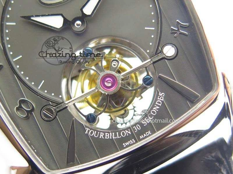 Kalpa Tourbillon SS Gray Textured Dial On Black Leather Strap