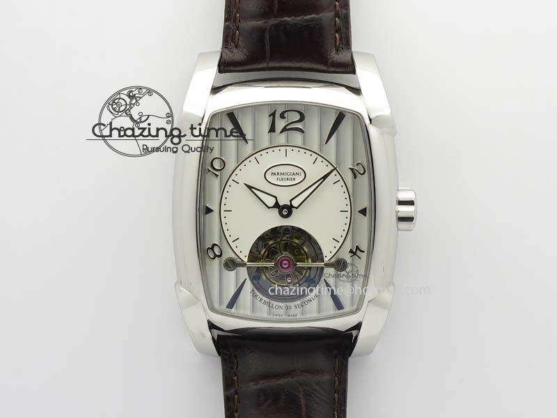 Kalpa Tourbillon SS White Textured Dial On Brown Leather Strap