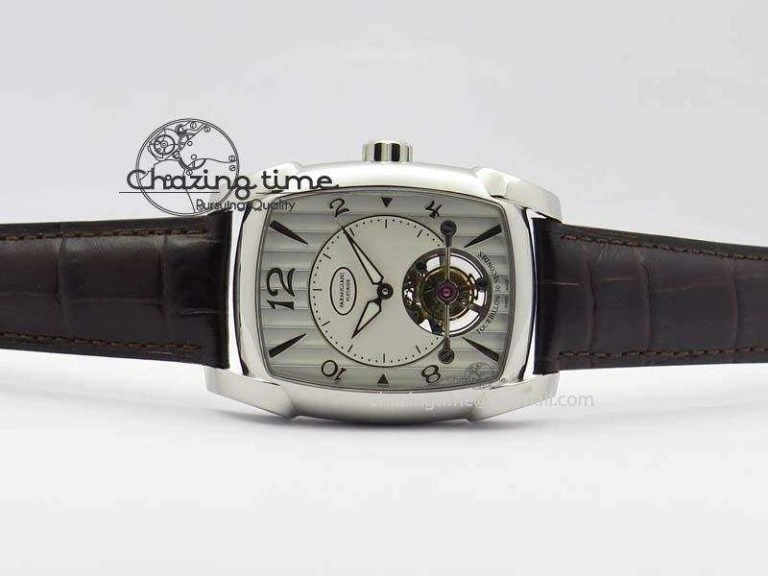 Kalpa Tourbillon SS White Textured Dial On Brown Leather Strap