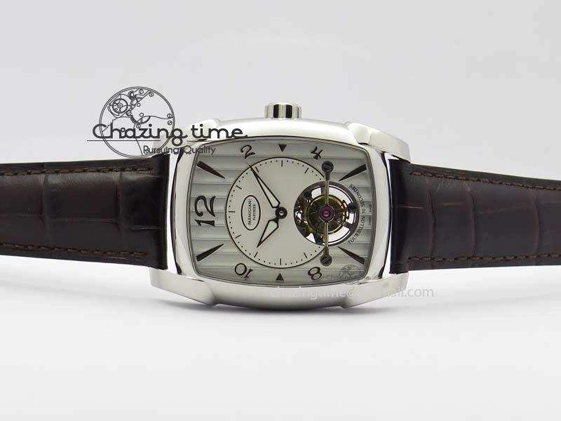 Kalpa Tourbillon SS White Textured Dial On Brown Leather Strap