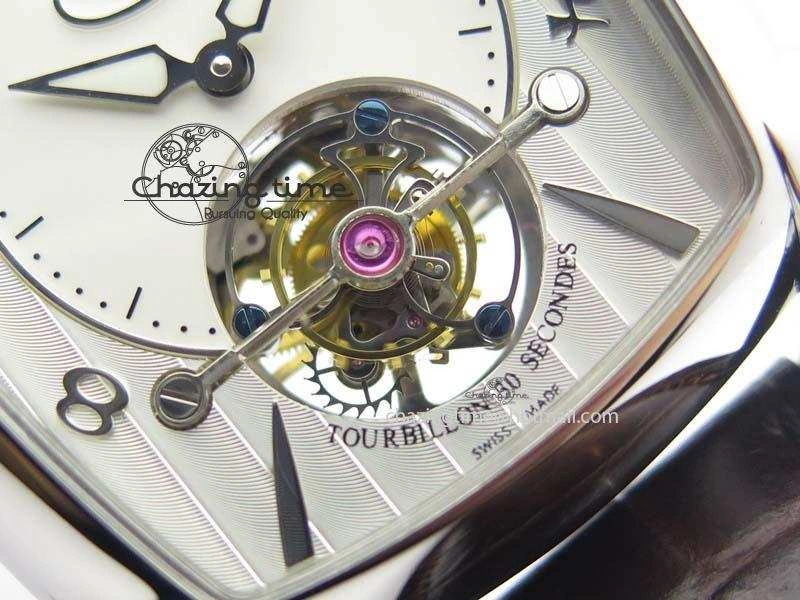 Kalpa Tourbillon SS White Textured Dial On Brown Leather Strap