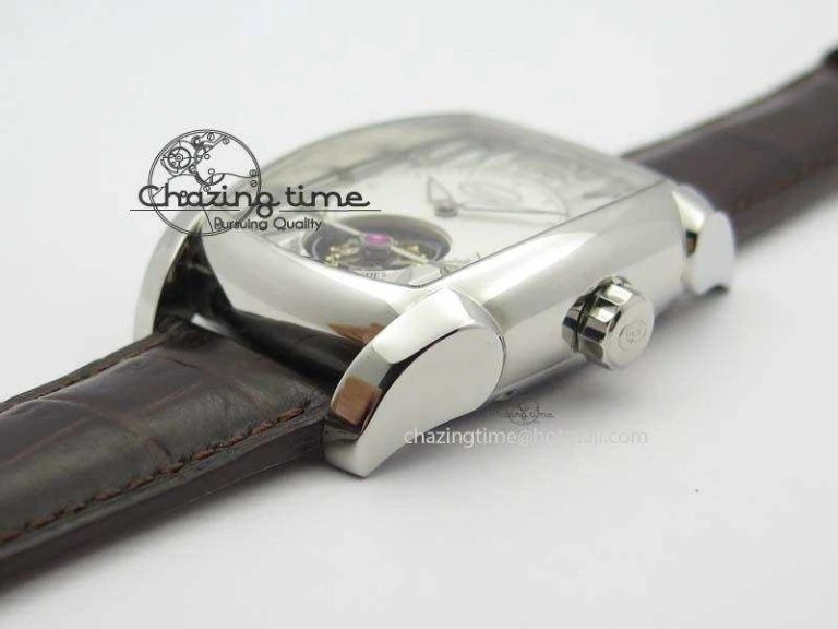 Kalpa Tourbillon SS White Textured Dial On Brown Leather Strap