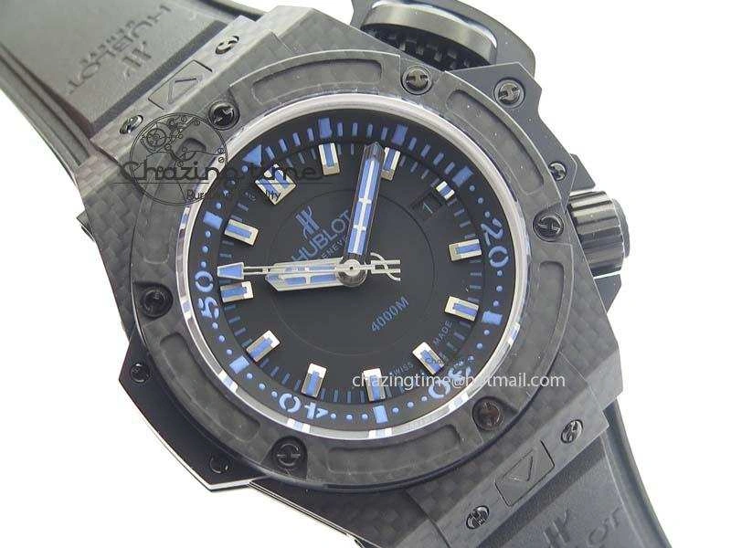 King Power 48mm OceanGraphic 4000 Carbon V6F 1:1 Best Edition Black Dial Blue Markers A7750