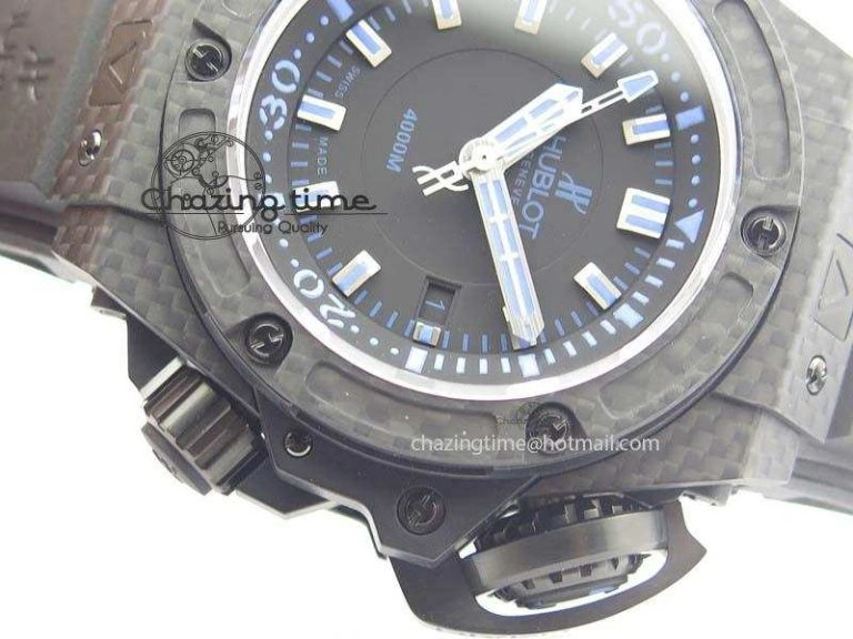 King Power 48mm OceanGraphic 4000 Carbon V6F 1:1 Best Edition Black Dial Blue Markers A7750