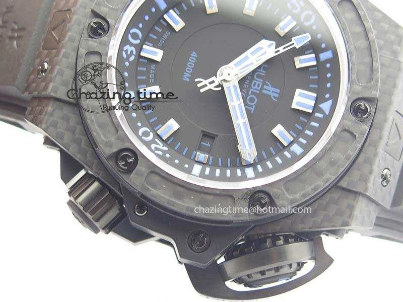 King Power 48mm OceanGraphic 4000 Carbon V6F 1:1 Best Edition Black Dial Blue Markers A7750