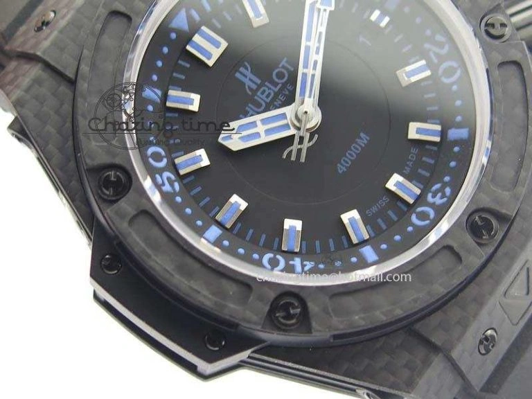 King Power 48mm OceanGraphic 4000 Carbon V6F 1:1 Best Edition Black Dial Blue Markers A7750