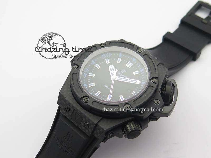 King Power 48mm OceanGraphic 4000 Carbon V6F 1:1 Best Edition Black Dial Blue Markers A7750