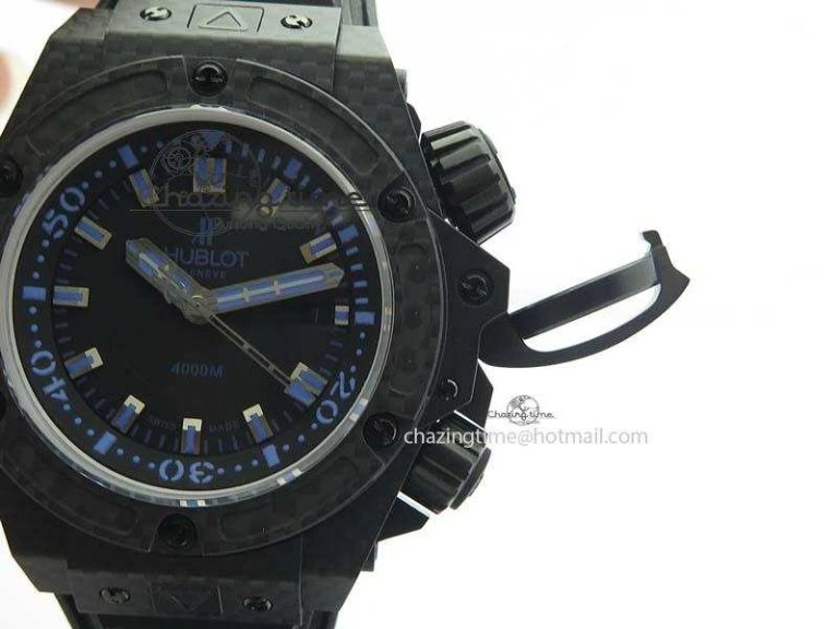 King Power 48mm OceanGraphic 4000 Carbon V6F 1:1 Best Edition Black Dial Blue Markers A7750