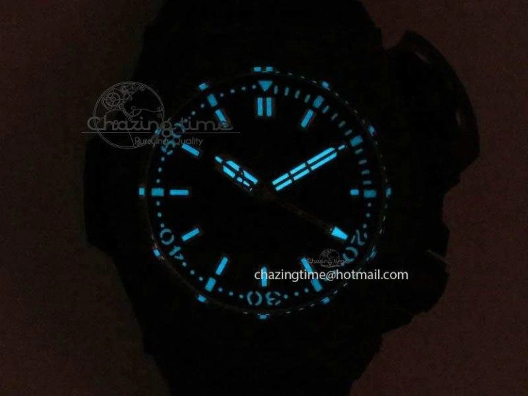 King Power 48mm OceanGraphic 4000 Carbon V6F 1:1 Black Dial Blue Gummy Strap A7750