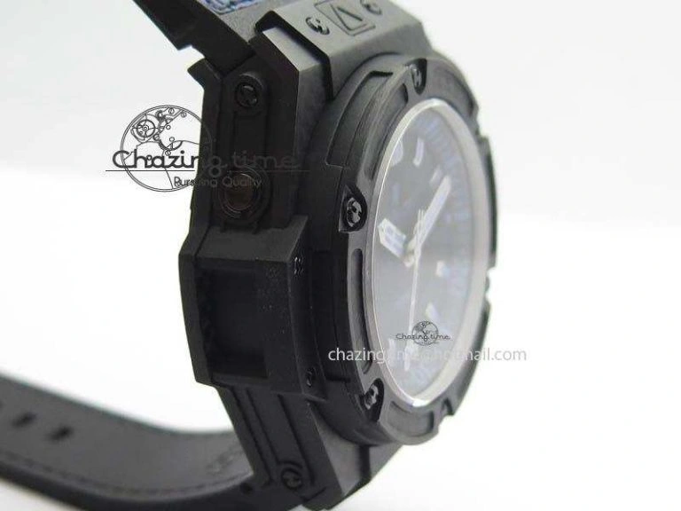 King Power 48mm OceanGraphic 4000 Carbon V6F 1:1 Black Dial Blue Gummy Strap A7750