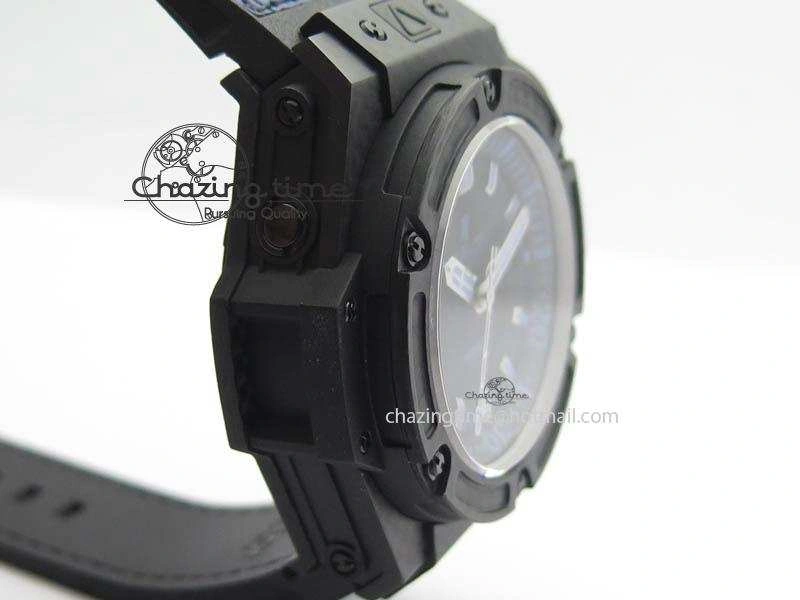 King Power 48mm OceanGraphic 4000 Carbon V6F 1:1 Black Dial Blue Gummy Strap A7750