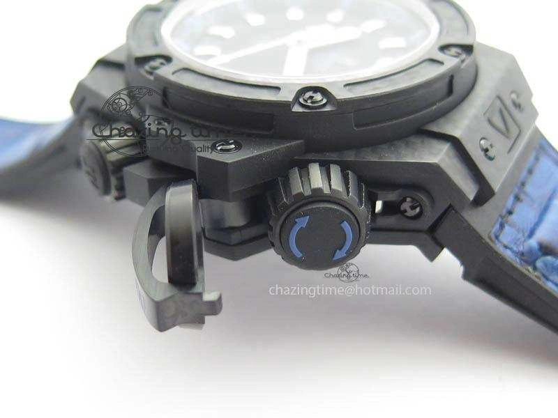 King Power 48mm OceanGraphic 4000 Carbon V6F 1:1 Black Dial Blue Gummy Strap A7750