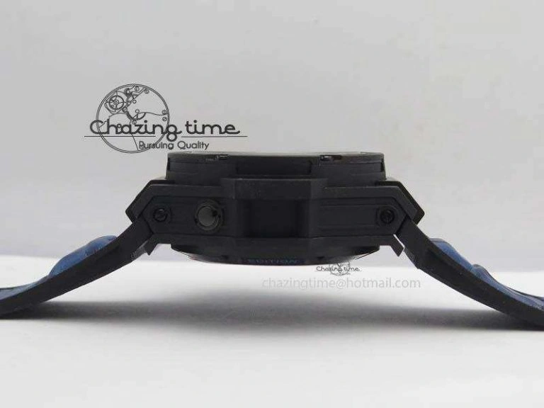 King Power 48mm OceanGraphic 4000 Carbon V6F 1:1 Black Dial Blue Gummy Strap A7750