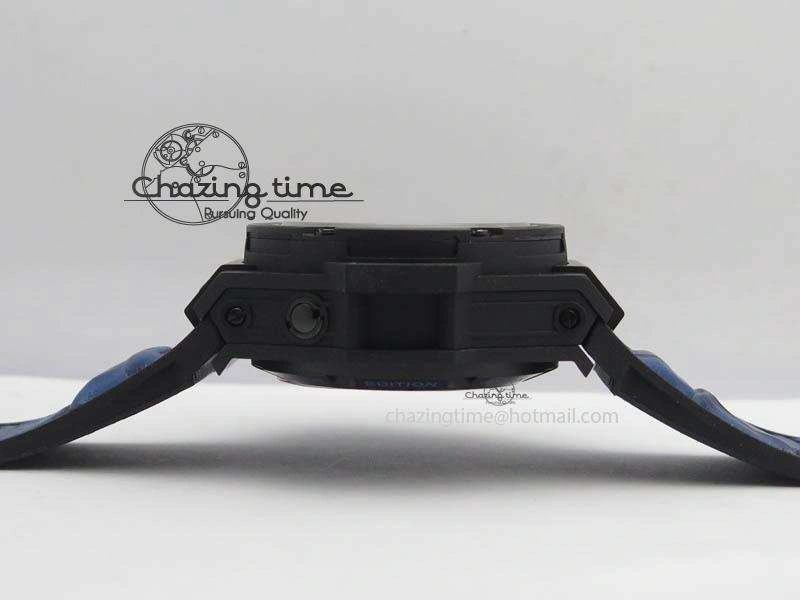 King Power 48mm OceanGraphic 4000 Carbon V6F 1:1 Black Dial Blue Gummy Strap A7750