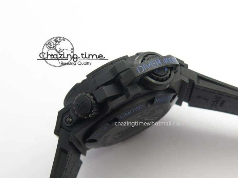 King Power 48mm OceanGraphic 4000 Carbon V6F 1:1 Black Dial Blue Gummy Strap A7750