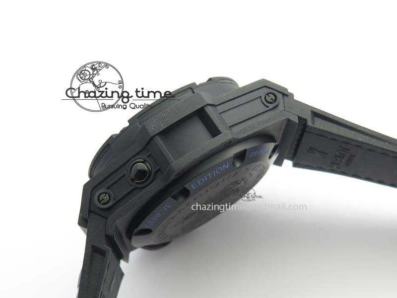 King Power 48mm OceanGraphic 4000 Carbon V6F 1:1 Black Dial Blue Gummy Strap A7750