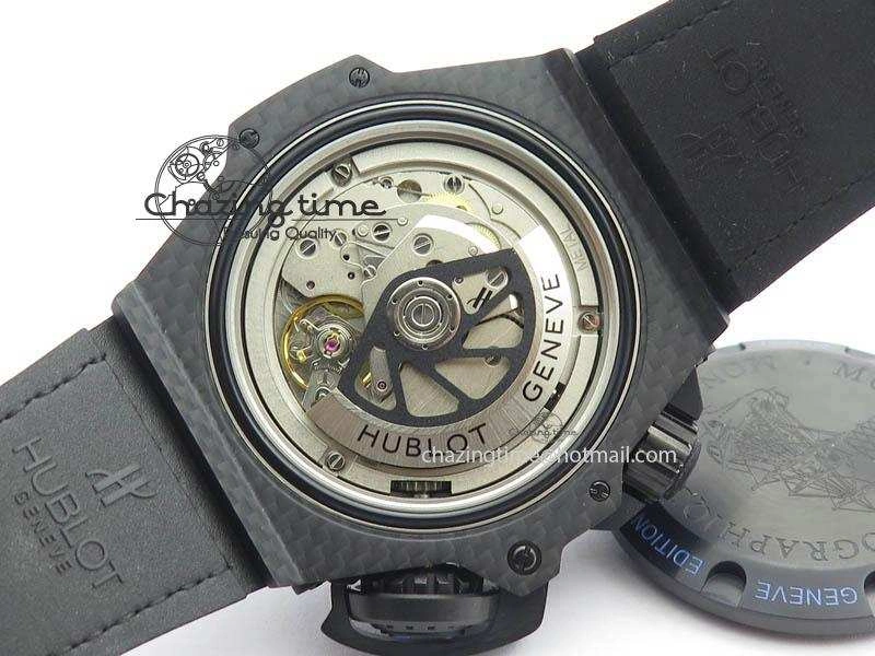 King Power 48mm OceanGraphic 4000 Carbon V6F 1:1 Black Dial Blue Gummy Strap A7750