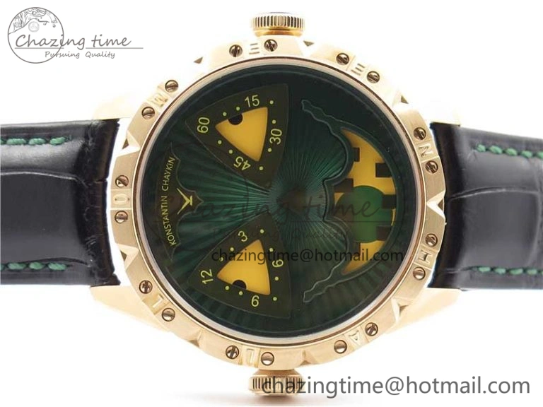 Konstantin Chaykin Joker RG TWF Best Edition Green Pumpkin Dial on Black Leather Strap NH35A