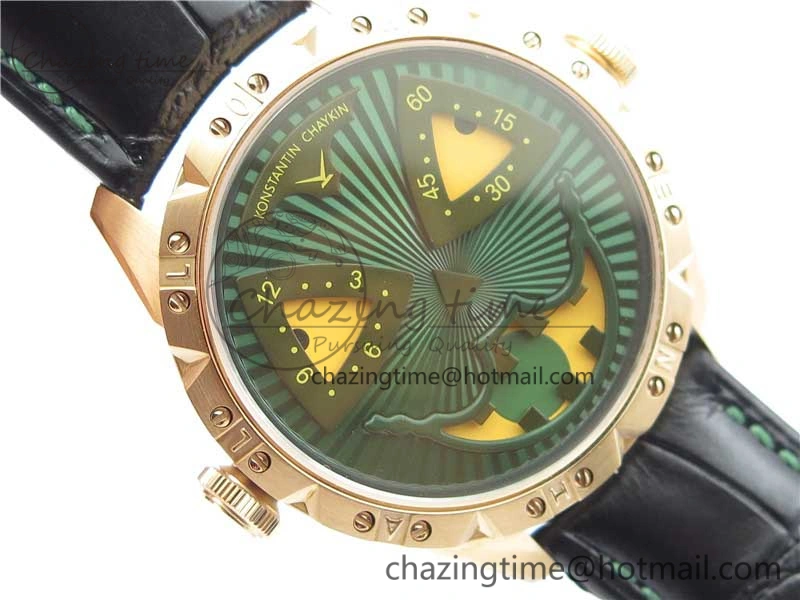 Konstantin Chaykin Joker RG TWF Best Edition Green Pumpkin Dial on Black Leather Strap NH35A