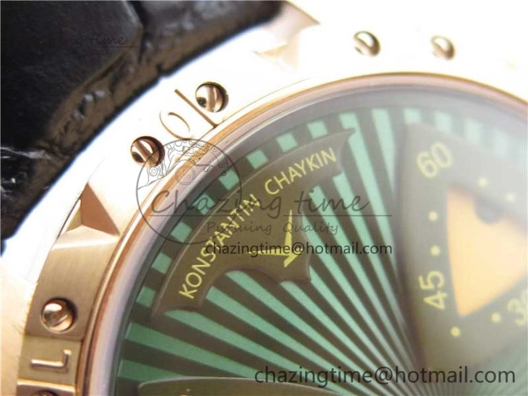 Konstantin Chaykin Joker RG TWF Best Edition Green Pumpkin Dial on Black Leather Strap NH35A
