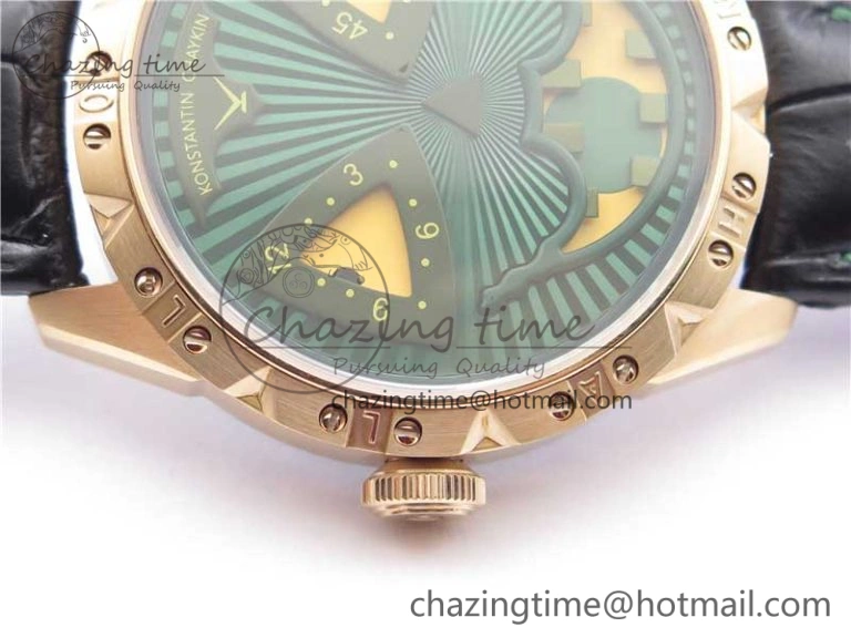 Konstantin Chaykin Joker RG TWF Best Edition Green Pumpkin Dial on Black Leather Strap NH35A
