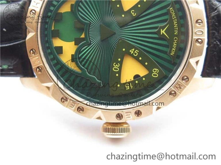 Konstantin Chaykin Joker RG TWF Best Edition Green Pumpkin Dial on Black Leather Strap NH35A
