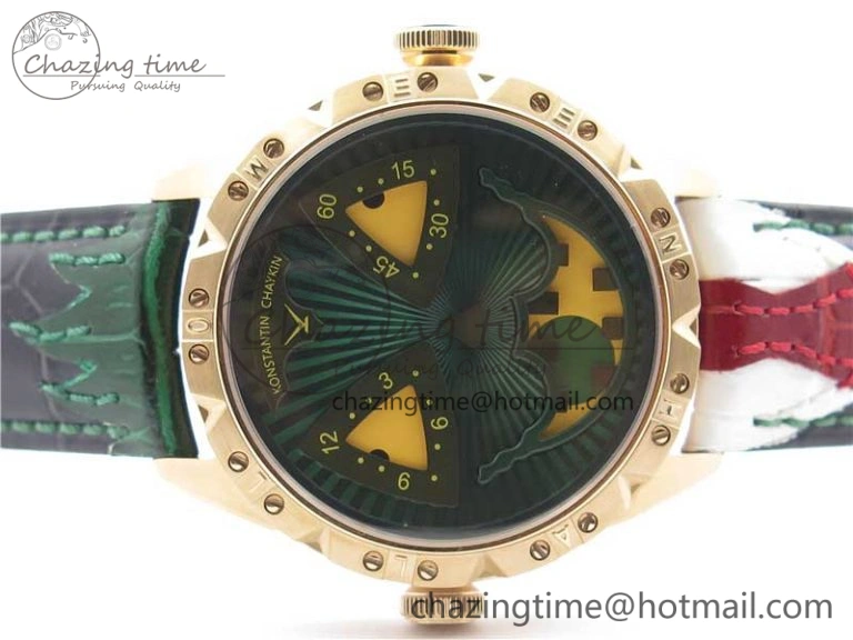 Konstantin Chaykin Joker RG TWF Best Edition Green Pumpkin Dial on Black Tie Leather Strap NH35A
