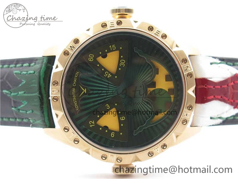 Konstantin Chaykin Joker RG TWF Best Edition Green Pumpkin Dial on Black Tie Leather Strap NH35A