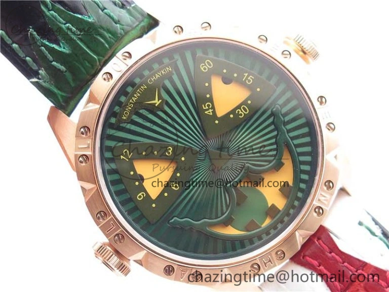 Konstantin Chaykin Joker RG TWF Best Edition Green Pumpkin Dial on Black Tie Leather Strap NH35A