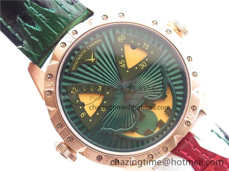 Konstantin Chaykin Joker RG TWF Best Edition Green Pumpkin Dial on Black Tie Leather Strap NH35A