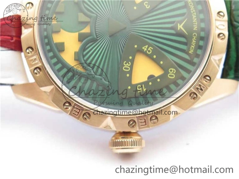 Konstantin Chaykin Joker RG TWF Best Edition Green Pumpkin Dial on Black Tie Leather Strap NH35A