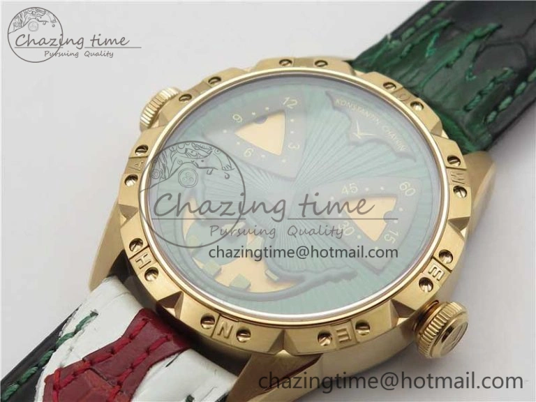 Konstantin Chaykin Joker RG TWF Best Edition Green Pumpkin Dial on Black Tie Leather Strap NH35A