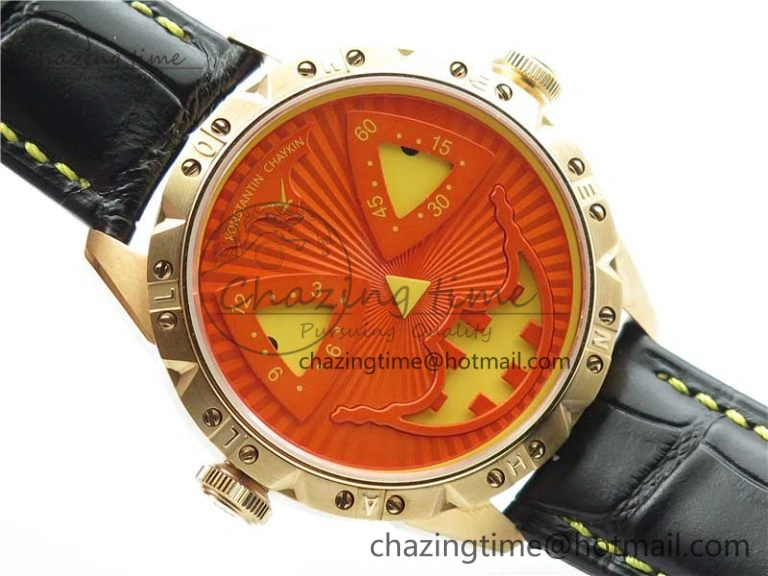 Konstantin Chaykin Joker RG TWF Best Edition Orange Pumpkin Dial on Black Leather Strap NH35A