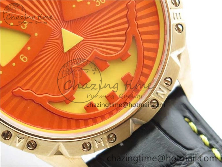 Konstantin Chaykin Joker RG TWF Best Edition Orange Pumpkin Dial on Black Leather Strap NH35A