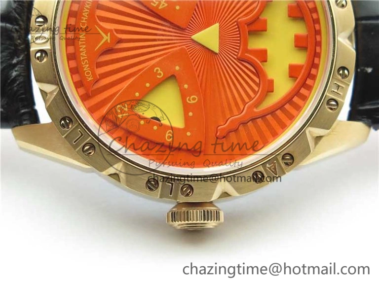 Konstantin Chaykin Joker RG TWF Best Edition Orange Pumpkin Dial on Black Leather Strap NH35A
