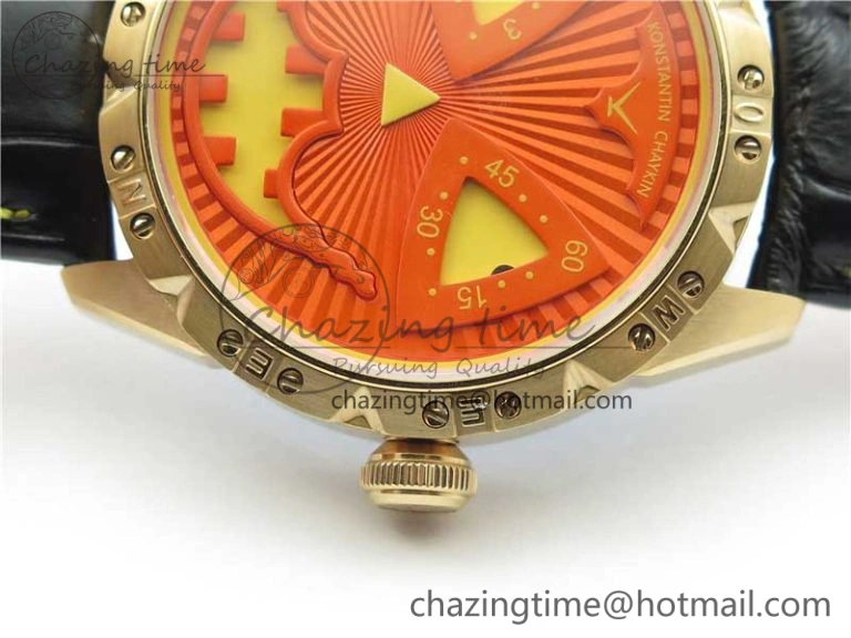 Konstantin Chaykin Joker RG TWF Best Edition Orange Pumpkin Dial on Black Leather Strap NH35A