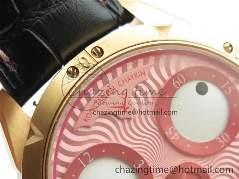 Konstantin Chaykin Joker RG TWF Best Edition Pink Pig Dial on Black Leather Strap NH35A