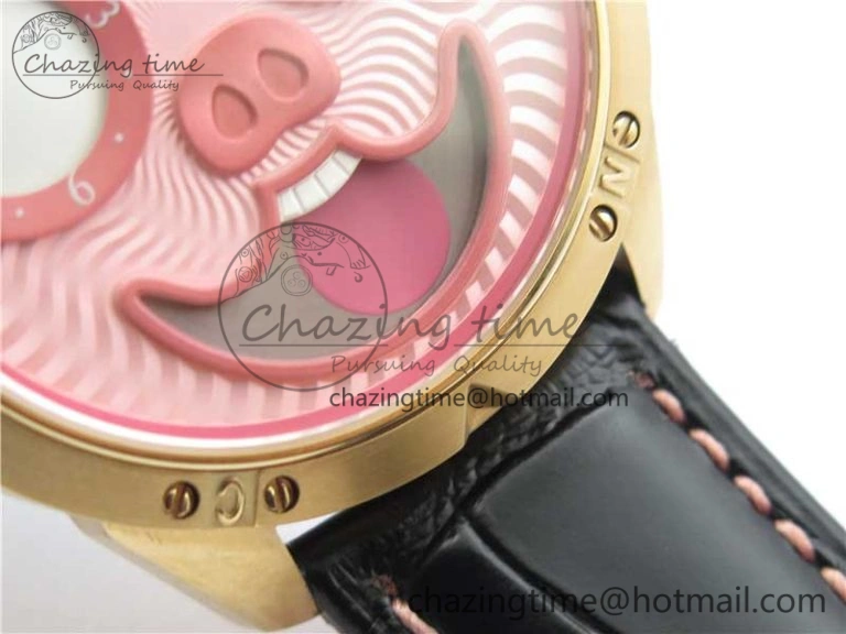 Konstantin Chaykin Joker RG TWF Best Edition Pink Pig Dial on Black Leather Strap NH35A