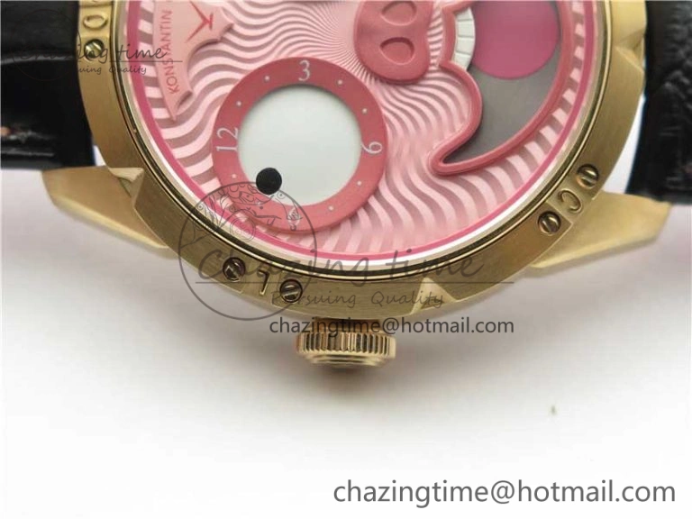 Konstantin Chaykin Joker RG TWF Best Edition Pink Pig Dial on Black Leather Strap NH35A