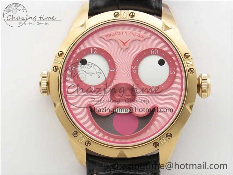 Konstantin Chaykin Joker RG TWF Best Edition Pink Pig Dial on Black Leather Strap NH35A