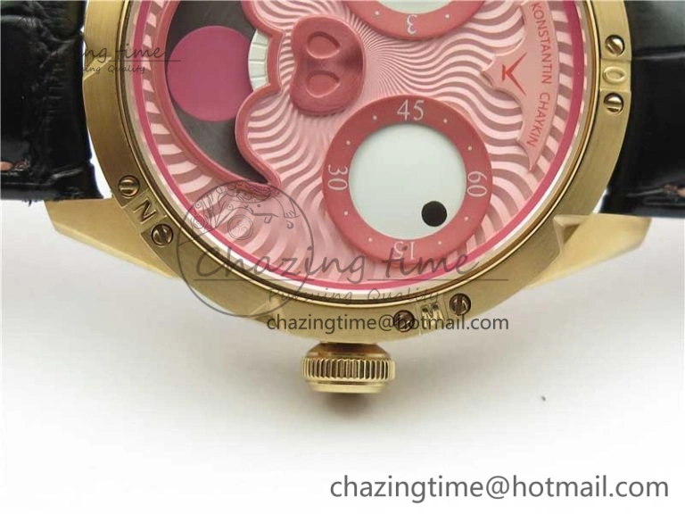 Konstantin Chaykin Joker RG TWF Best Edition Pink Pig Dial on Black Leather Strap NH35A