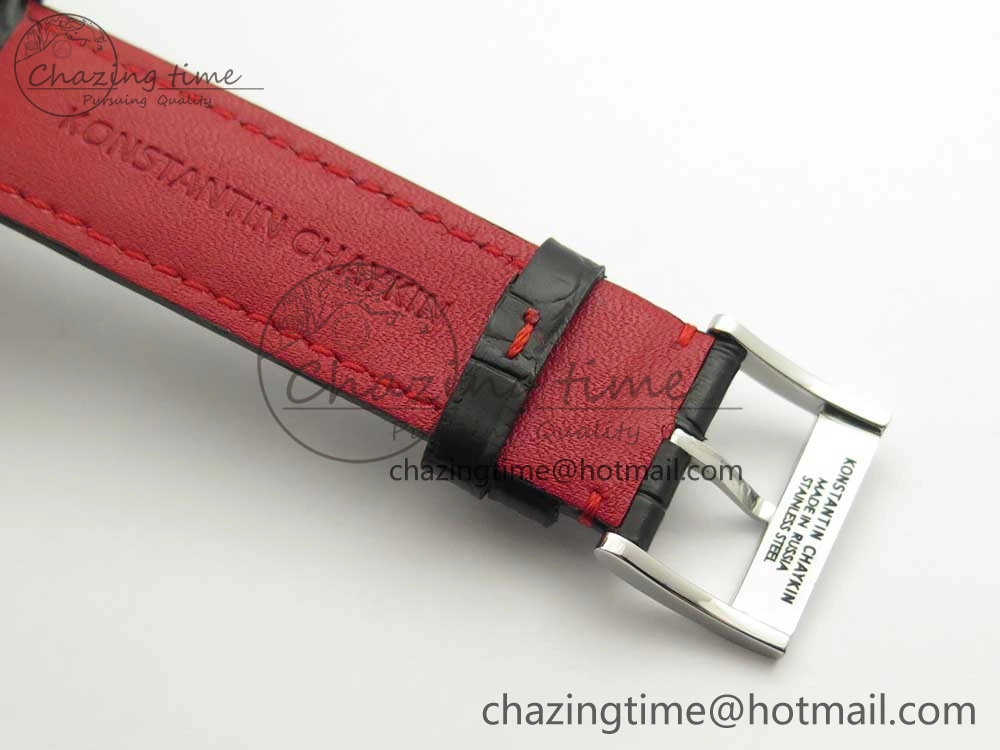 Konstantin Chaykin Joker SS Joker Dial Red Inner Bezel on Black Leather Strap NH35A