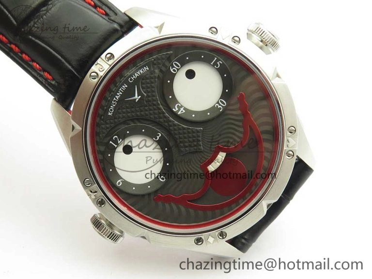 Konstantin Chaykin Joker SS Joker Dial Red Inner Bezel on Black Leather Strap NH35A