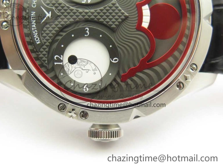 Konstantin Chaykin Joker SS Joker Dial Red Inner Bezel on Black Leather Strap NH35A