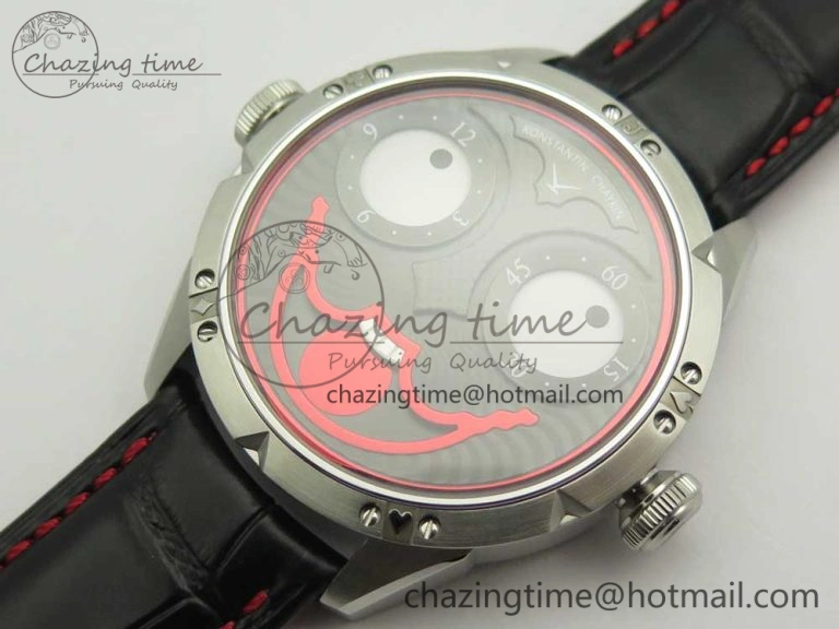 Konstantin Chaykin Joker SS Joker Dial Red Inner Bezel on Black Leather Strap NH35A