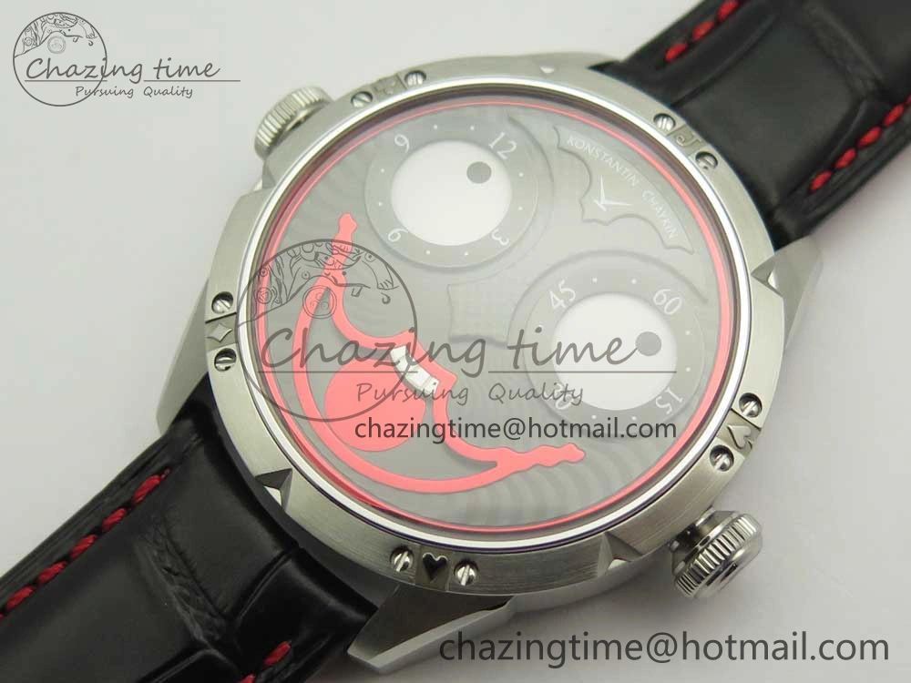 Konstantin Chaykin Joker SS Joker Dial Red Inner Bezel on Black Leather Strap NH35A